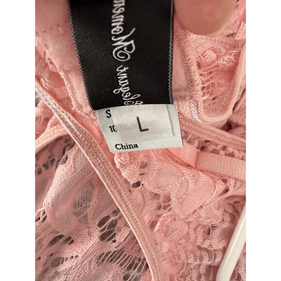 Elegant Moments Pink Lace Chemise Lingerie Slip Dress Size Large Sheer NWOT - Picture 4 of 10